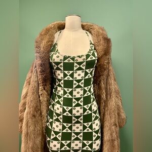 Lisa Says Gah Green and White Geometric Dress